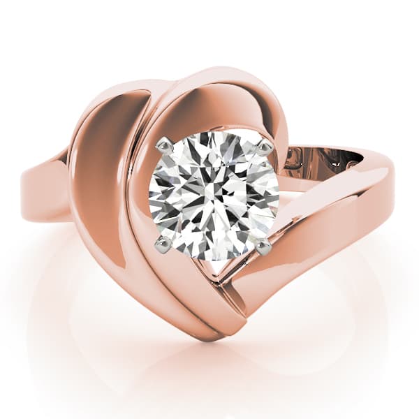 Solitaire Engagement Ring, style 81709, On hand view in rose gold