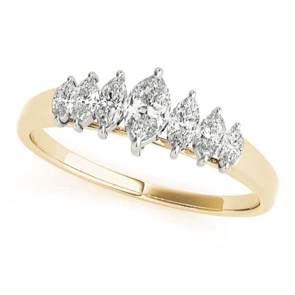 Fancy Shape Marquise Wedding Band (0.3 ct. tw.), Front view in yellow gold