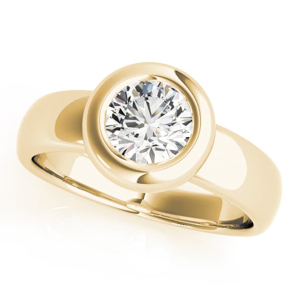 Solitaire Bezel Set Engagement Ring in Yellow gold
