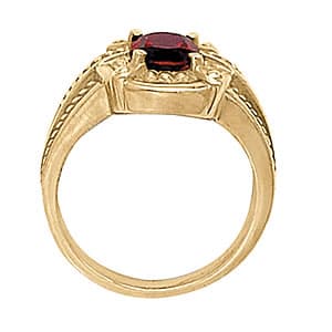 Oval Gemstone Ring, Side view in white gold or platinum
