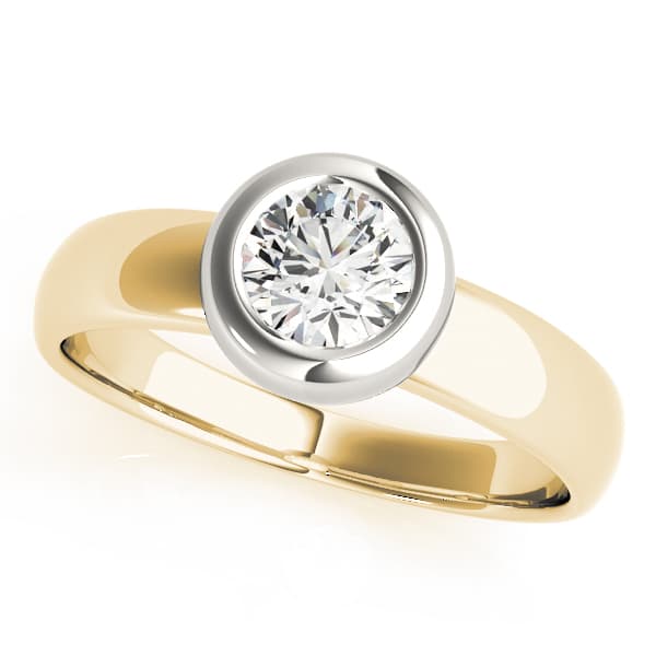 Solitaire Bezel Set Engagement Ring in Yellow gold