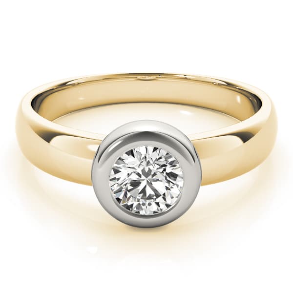 Solitaire Bezel Set Engagement Ring, style 81752, On hand view in yellow gold