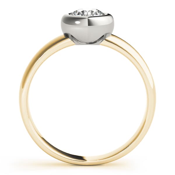 Solitaire Bezel Set Engagement Ring, style 81752, Side view in yellow gold