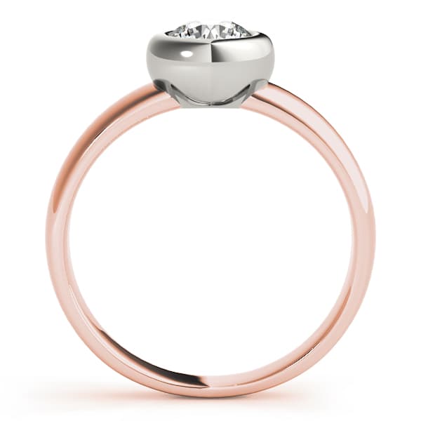 Solitaire Bezel Set Engagement Ring, style 81752, Side view in rose gold
