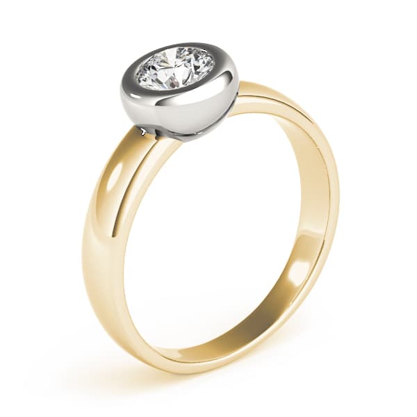 Solitaire Bezel Set Engagement Ring, style 81752, Top view in yellow gold
