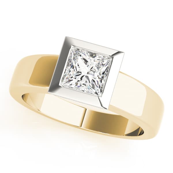 Solitaire Prince Engagement Ring, style 81753, Front view in yellow gold