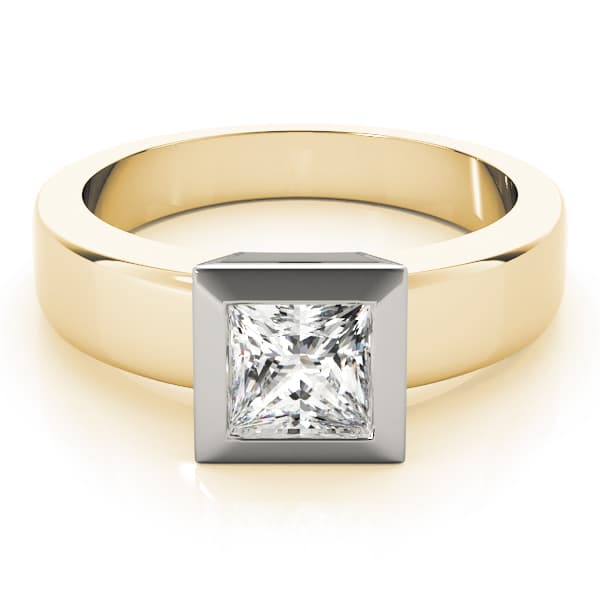 Solitaire Prince Engagement Ring, style 81753, On hand view in yellow gold