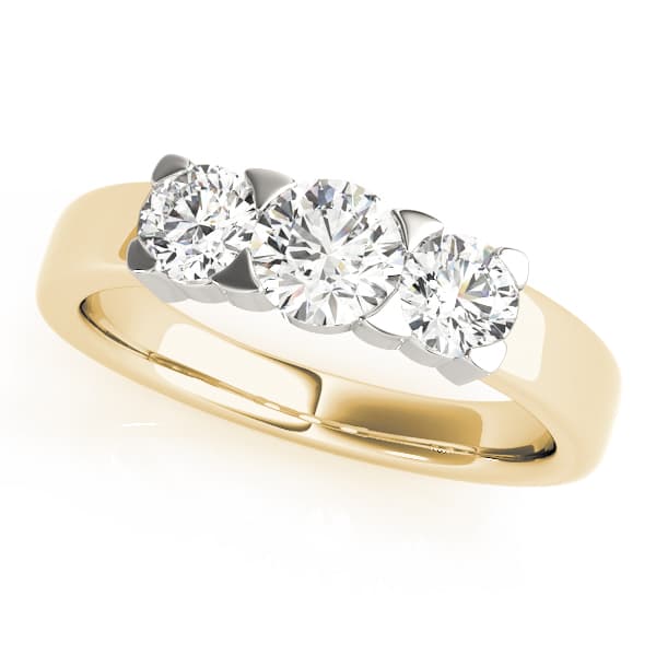 3-Stone Round Engagement Ring, style 81755, Front view in yellow gold