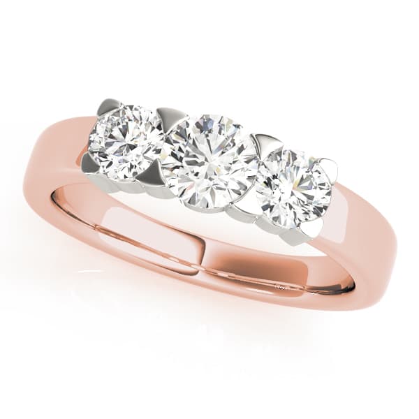 3-Stone Round Engagement Ring, style 81755, Front view in rose gold