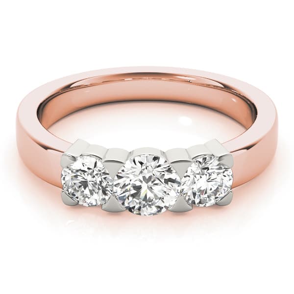 3-Stone Round Engagement Ring, style 81755, On hand view in rose gold