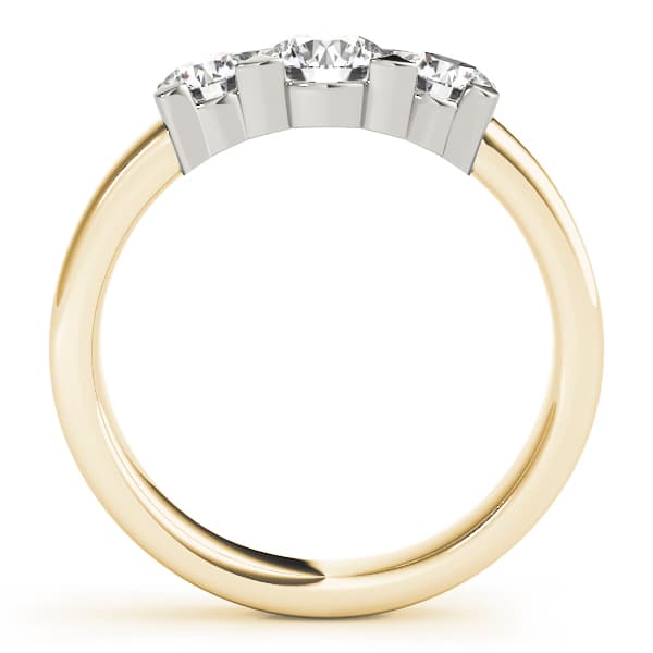 3-Stone Round Engagement Ring, style 81755, Side view in yellow gold