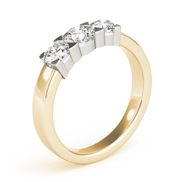 3-Stone Round Engagement Ring, style 81755, Top view in yellow gold