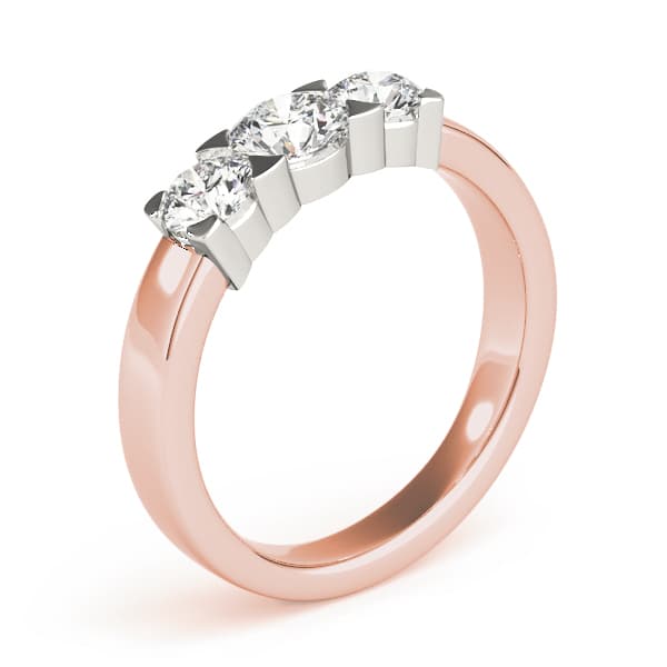 3-Stone Round Engagement Ring, style 81755, Top view in rose gold