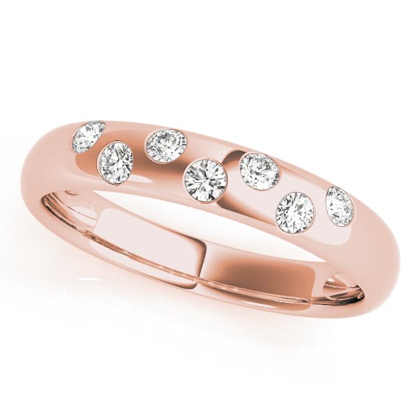 Bezel Set Wedding Band (1/8 ct. tw.), Front view in rose gold