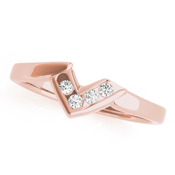 Curved Wedding Band (0.04 ct. tw.), Front view in rose gold