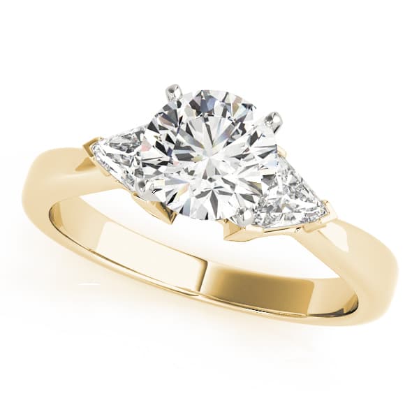 3-Stone Trillion Shape Engagement Ring, style 81785, Front view in yellow gold