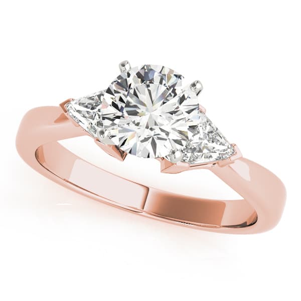 3-Stone Trillion Shape Engagement Ring, style 81785, Front view in rose gold