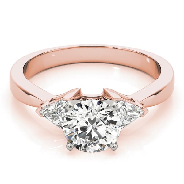 3-Stone Trillion Shape Engagement Ring, style 81785, On hand view in rose gold
