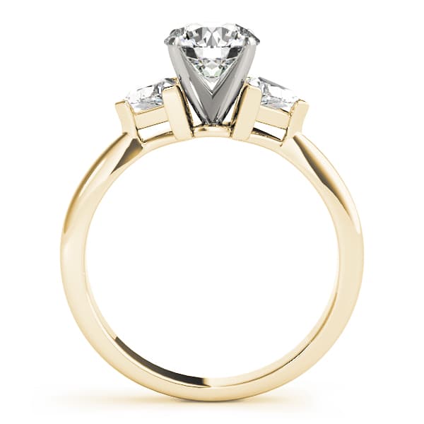 3-Stone Trillion Shape Engagement Ring, style 81785, Side view in yellow gold