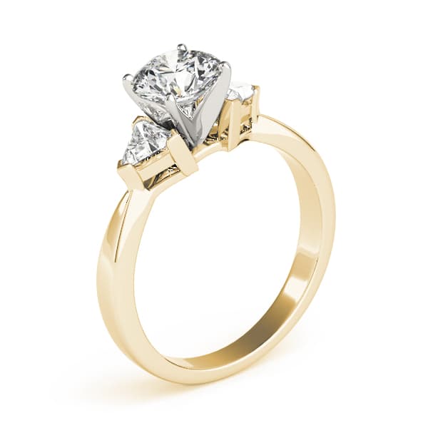 3-Stone Trillion Shape Engagement Ring, style 81785, Top view in yellow gold
