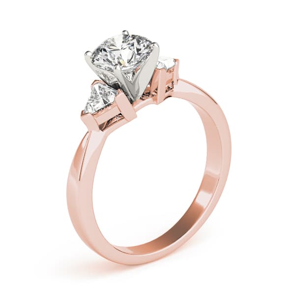3-Stone Trillion Shape Engagement Ring, style 81785, Top view in rose gold