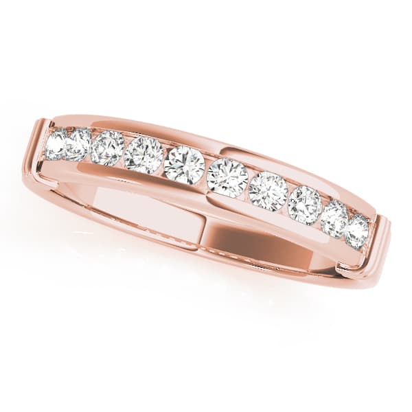 Channel Set Wedding Band (0.2 ct. tw.), Front view in rose gold