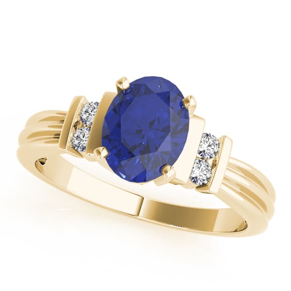 Solitaire Plus Bar Set Color Fashion Ring (0.1 ct. tw.), Front view in yellow gold