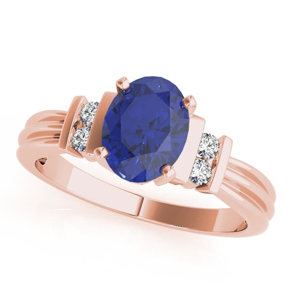 Solitaire Plus Bar Set Color Fashion Ring (0.1 ct. tw.), Front view in rose gold