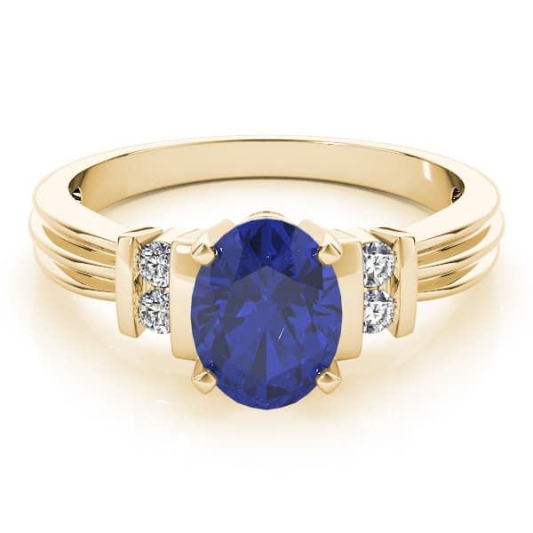 Solitaire Plus Bar Set Color Fashion Ring (0.1 ct. tw.), On hand view in yellow gold
