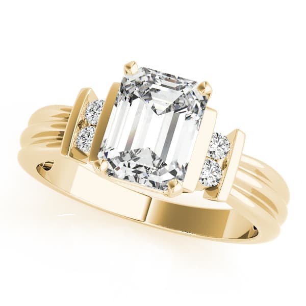 Bar Set Emerald Color Ring, style 81793, Front view in yellow gold