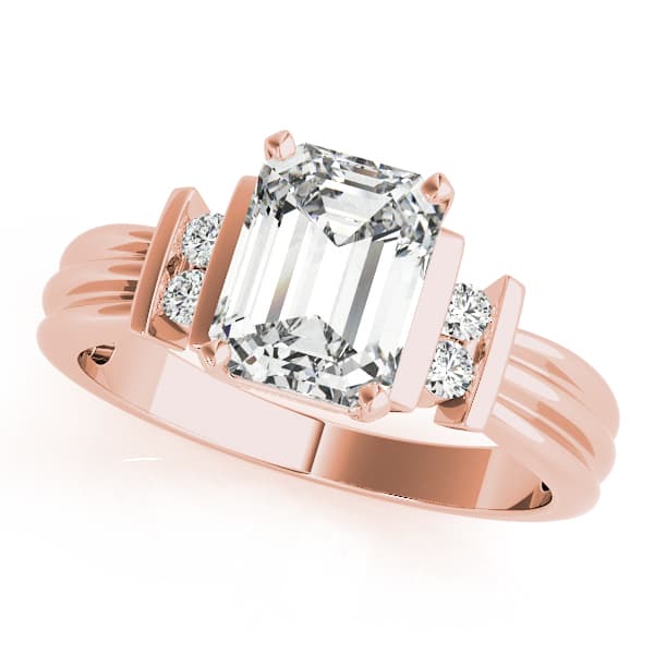 Bar Set Emerald Color Ring, style 81793, Front view in rose gold