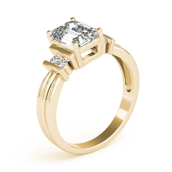 Bar Set Emerald Color Ring, style 81793, Angle view in yellow gold