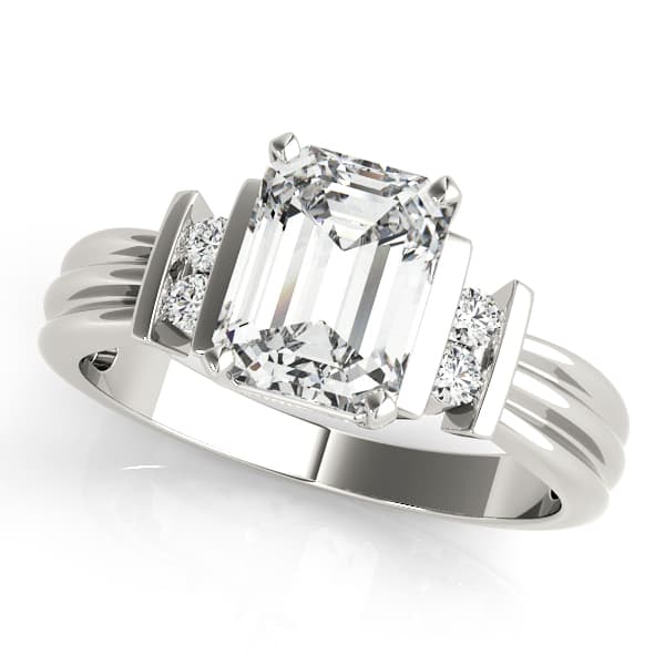 Bar Set Emerald Color Ring — style 81793 in 10k White Gold