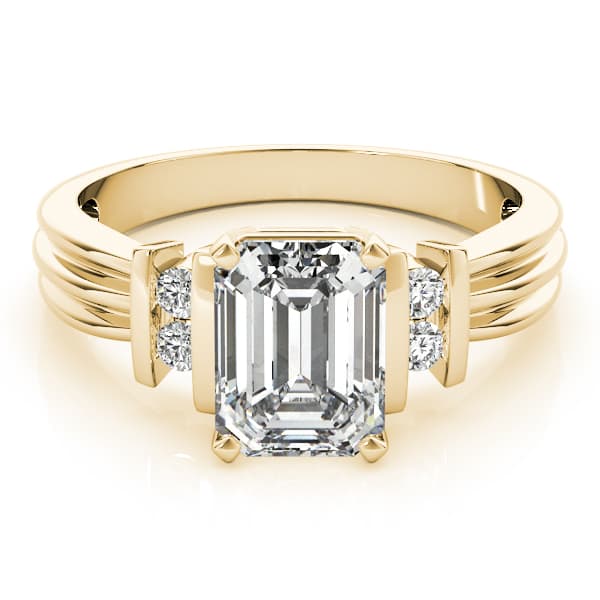 Bar Set Emerald Color Ring, style 81793, On hand view in yellow gold