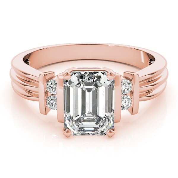 Bar Set Emerald Color Ring, style 81793, On hand view in rose gold