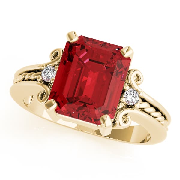 Solitaire Plus Braided Shank Color Ring (0.1 ct. tw.), Front view in yellow gold