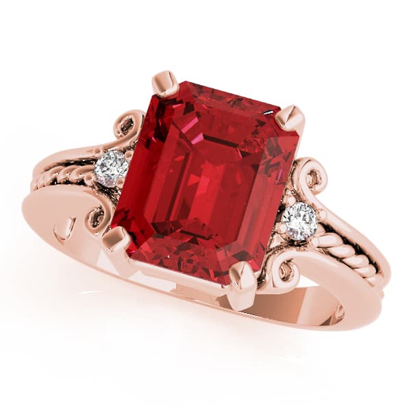 Solitaire Plus Braided Shank Color Ring (0.06 ct. tw.), Front view in rose gold