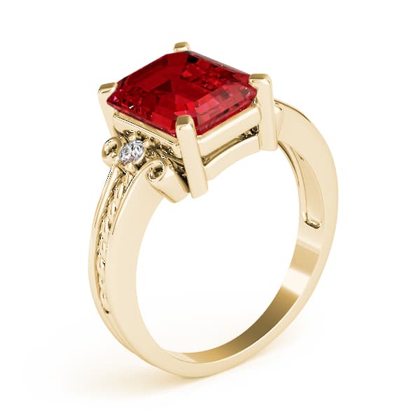 Solitaire Plus Braided Shank Color Ring (0.1 ct. tw.), Angle view in yellow gold