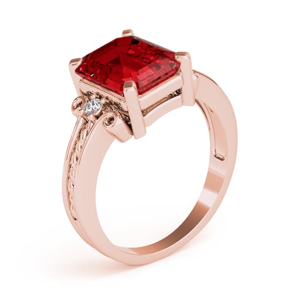 Solitaire Plus Braided Shank Color Ring (0.06 ct. tw.), Angle view in rose gold