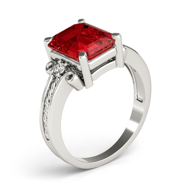 Solitaire Plus Braided Shank Color Ring (0.06 ct. tw.), Angle view in white gold or platinum