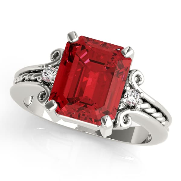 Solitaire Plus Braided Shank Color Ring — 9X7 MM — View 1
