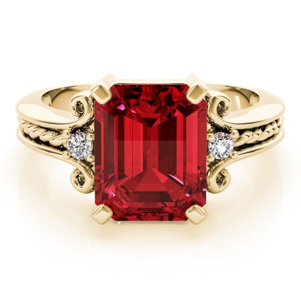 Solitaire Plus Braided Shank Color Ring (0.1 ct. tw.), On hand view in yellow gold