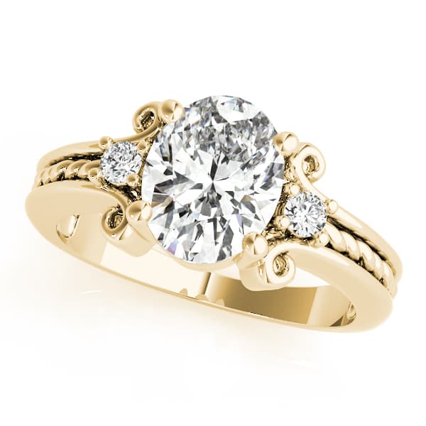 Solitaire Plus Braided Shank Engagement Ring, style 81795, Front view in yellow gold