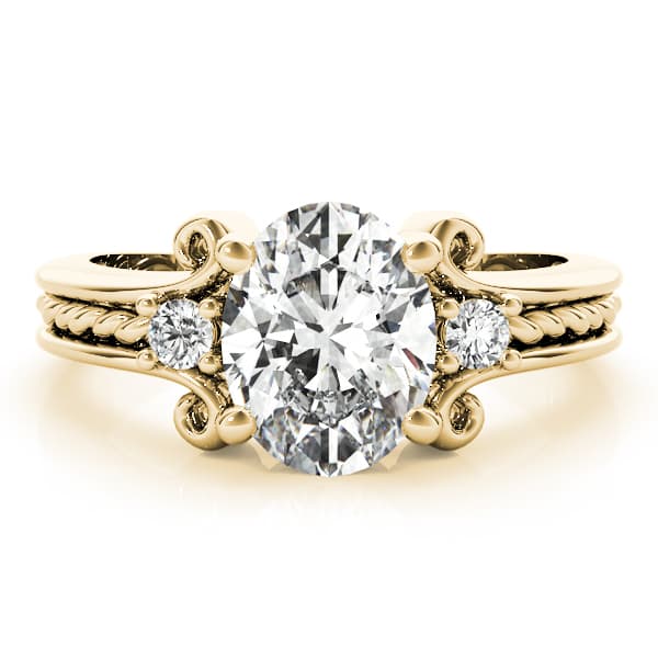 Solitaire Plus Braided Shank Engagement Ring, style 81795, On hand view in yellow gold
