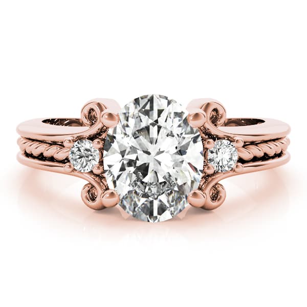 Solitaire Plus Braided Shank Engagement Ring, style 81795, On hand view in rose gold