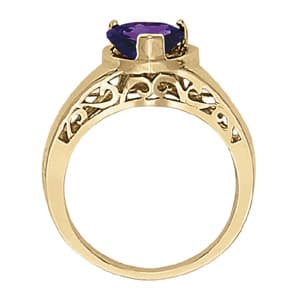 Heart Gemstone Ring, Side view in white gold or platinum