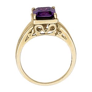 Emerald Gemstone Ring, Side view in white gold or platinum
