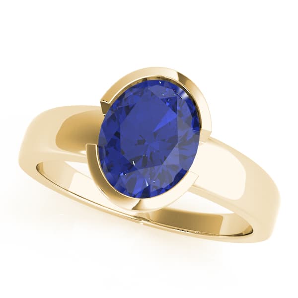 Oval Gemstone Ring, Front view in yellow gold