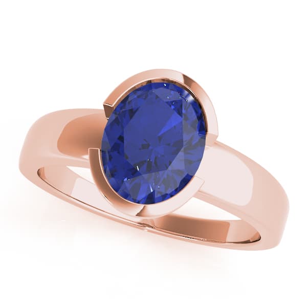 Oval Gemstone Ring, Front view in rose gold
