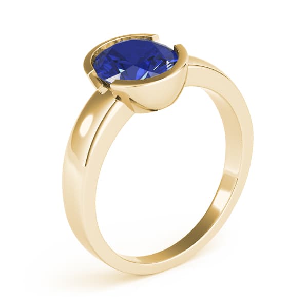 Oval Gemstone Ring, Angle view in yellow gold
